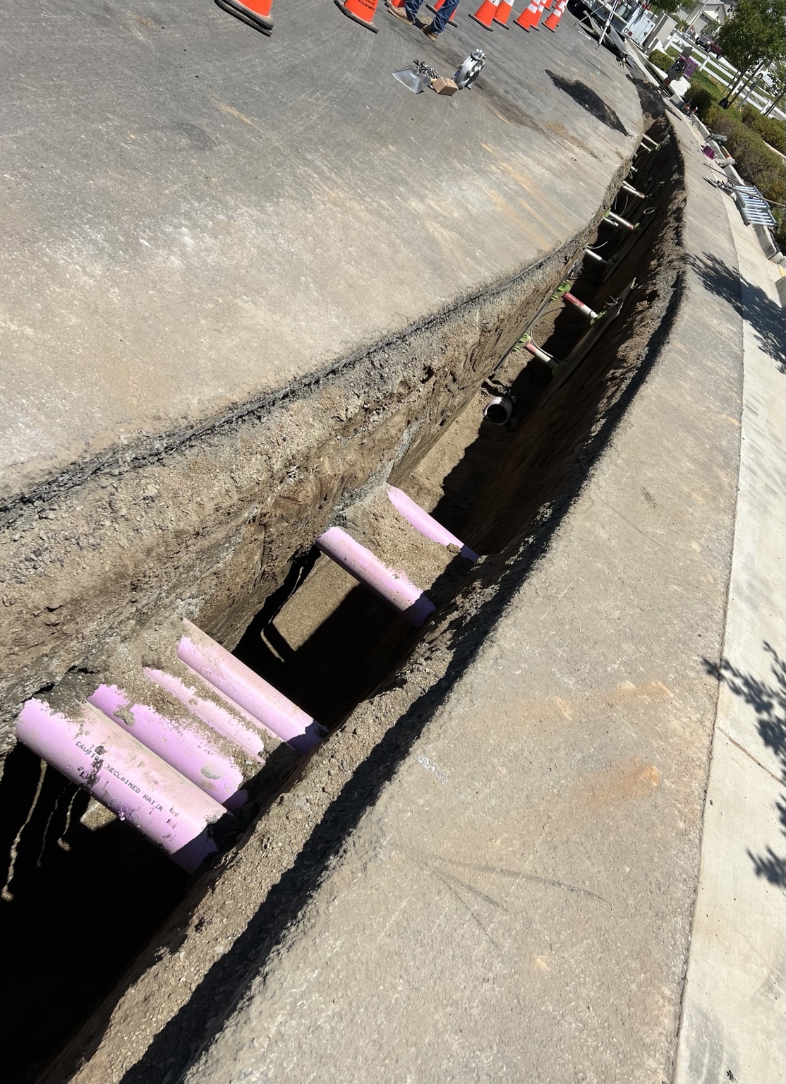Conduit installation alongside roadway
