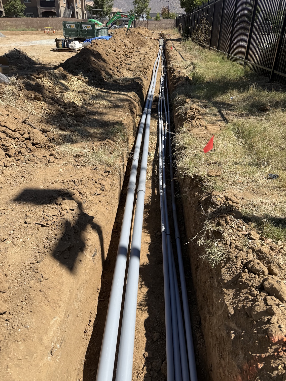 Multiple conduit runs installed in a trench